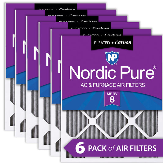 10x10x1 Furnace Air Filters MERV 8 Pleated Plus Carbon 6 Pack