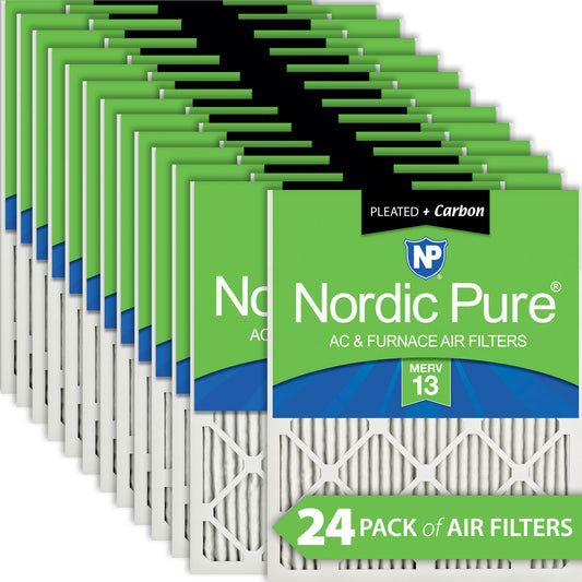 10x10x1 Pleated Air Filters MERV 13 Plus Carbon 24 Pack