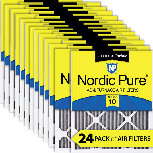 10x10x1 Furnace Air Filters MERV 10 Pleated Plus Carbon 24 Pack