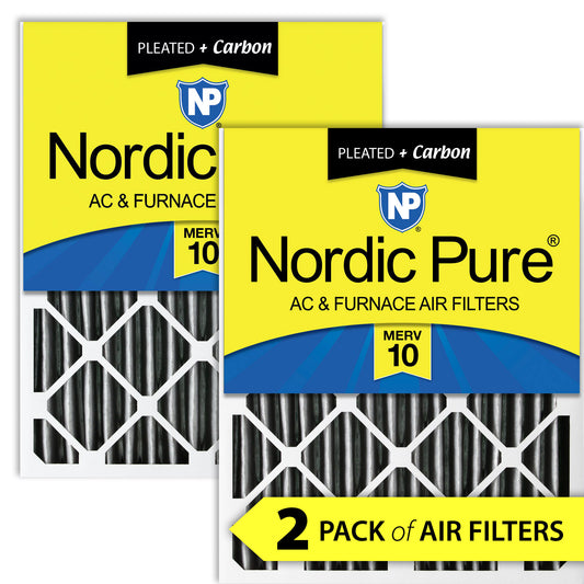 20x25x4 (3 5/8) Furnace Air Filters MERV 10 Pleated Plus Carbon 2 Pack