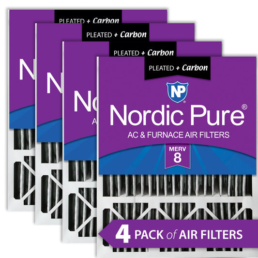 20x25x5 (4 3/8) Honeywell/Lennox Replacement Air Filters MERV 8 Pleated Plus Carbon 4 Pack