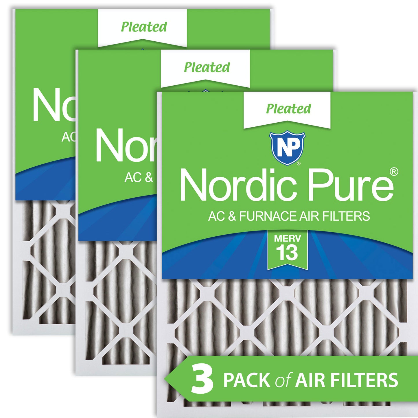 25x25x2 Pleated MERV 13 Air Filters 3 Pack