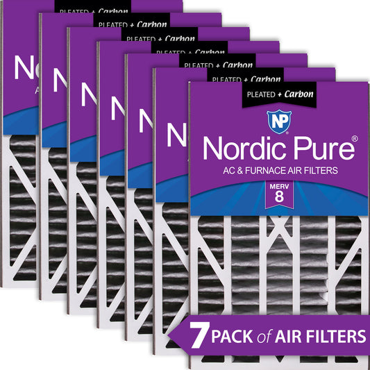 Air Bear Cub 16x25x3 Air Filter Replacement MERV 8 Pleated Plus Carbon 7 Pack