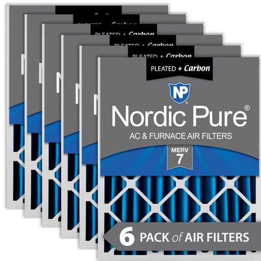 20x25x4 (3 5/8) Pleated Air Filters MERV 7 Plus Carbon 6 Pack