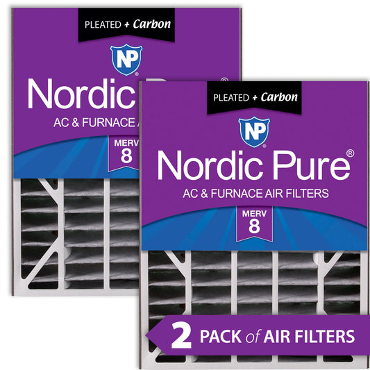 Air Bear 20x25x5 (4 7/8) Air Filter Replacement MERV 8 Pleated Plus Carbon 2 Pack
