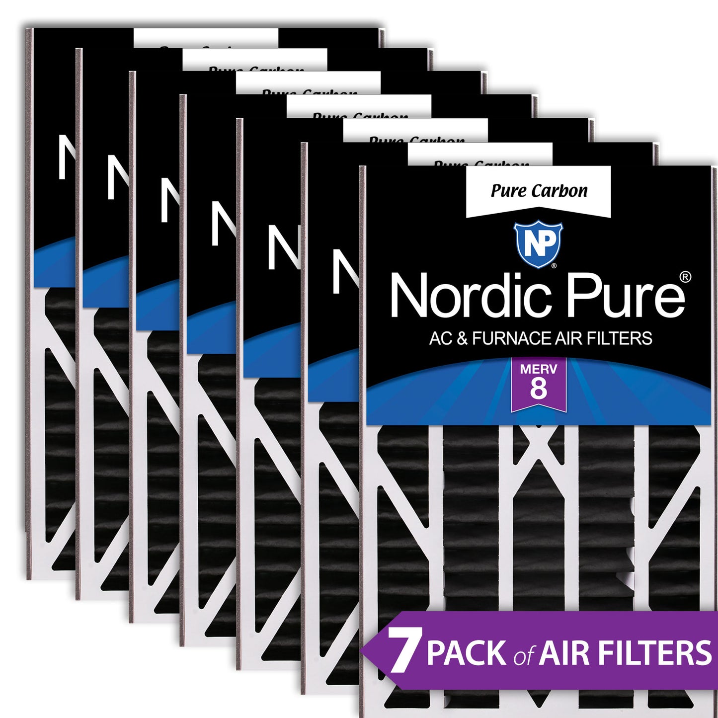 Air Bear Cub 16x25x3 Replacement 259112-101 Pure Carbon Pleated Odor Reduction Merv 8 Furnace Filters 7 Pack