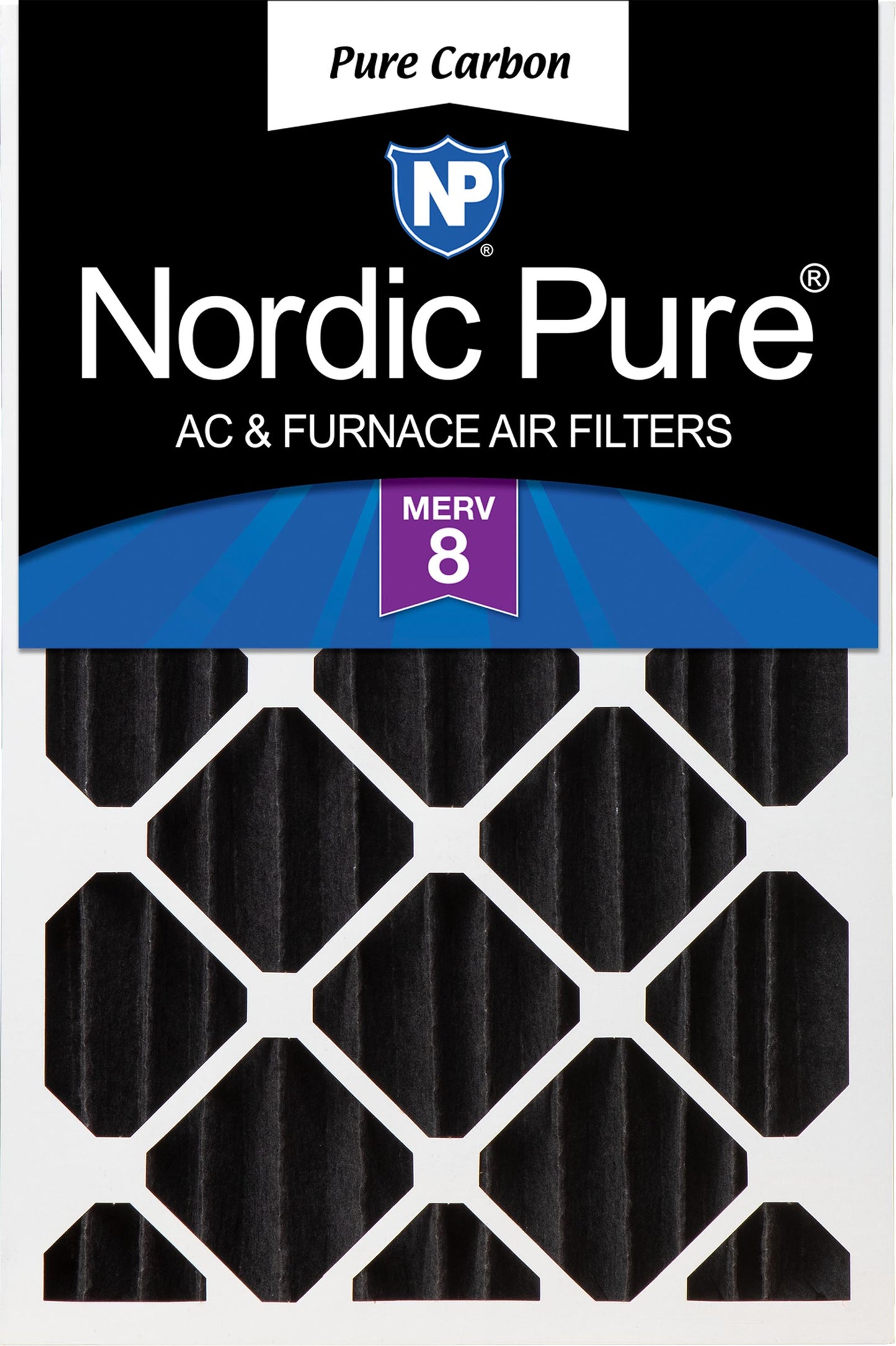 24x24x4 (3 5/8) Pure Carbon Pleated Odor Reduction Merv 8 Furnace Filter 1 Pack