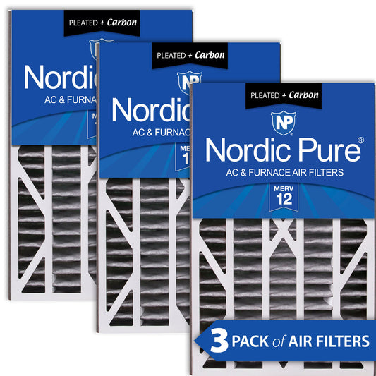 Air Bear Cub 16x25x3 Air Filter Replacement MERV 12 Pleated Plus Carbon 3 Pack