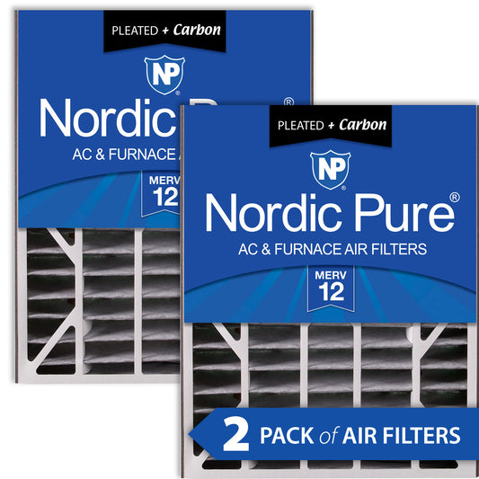 Air Bear 20x25x5 (4 7/8) Air Filter Replacement MERV 12 Pleated Plus Carbon 2 Pack