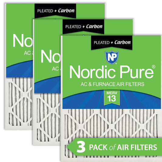 10x10x1 Pleated Air Filters MERV 13 Plus Carbon 3 Pack