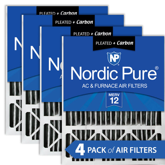 20x25x5 (4 3/8) Honeywell/Lennox Replacement Air Filters MERV 12 Pleated Plus Carbon 4 Pack