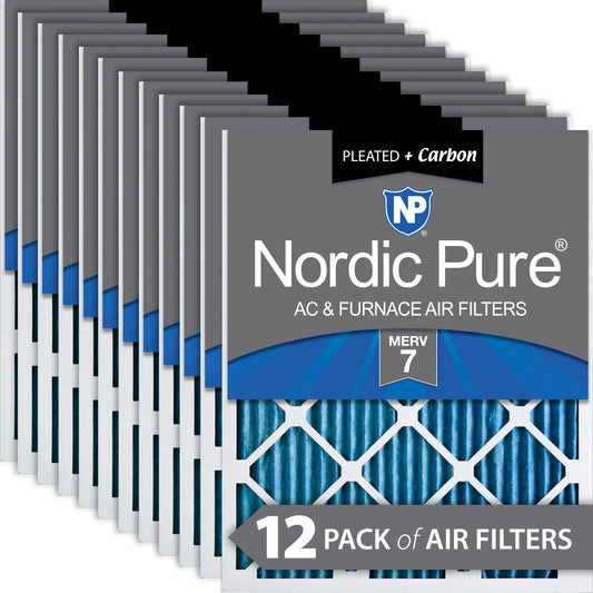 8x20x1 Pleated Air Filters MERV 7 Plus Carbon 12 Pack