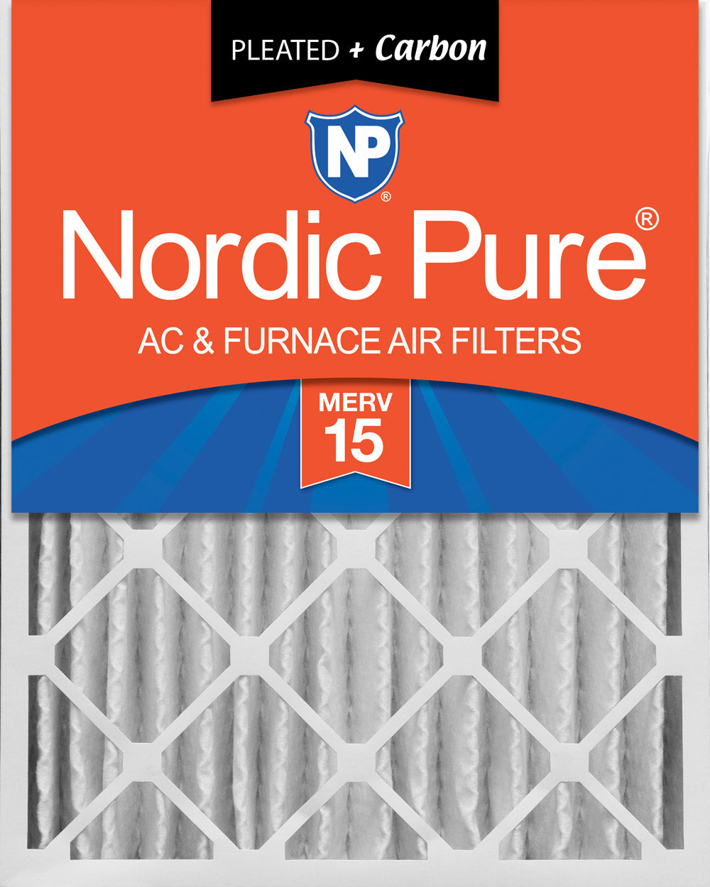 24x24x4 (3 5/8) Pleated Air Filters MERV 15 Plus Carbon 1 Pack