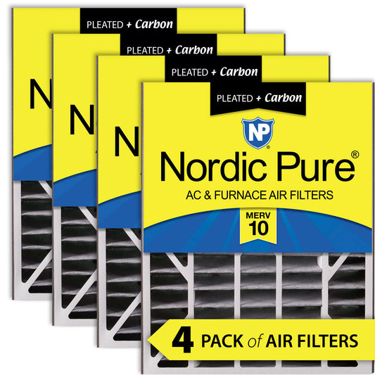 Air Bear 20x25x5 (4 7/8) Air Filter Replacement MERV 10 Pleated Plus Carbon 4 Pack