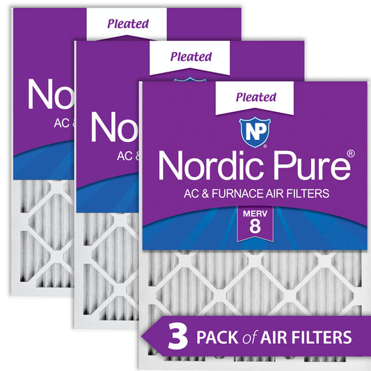 8x20x1 Pleated MERV 8 Air Filters 3 Pack